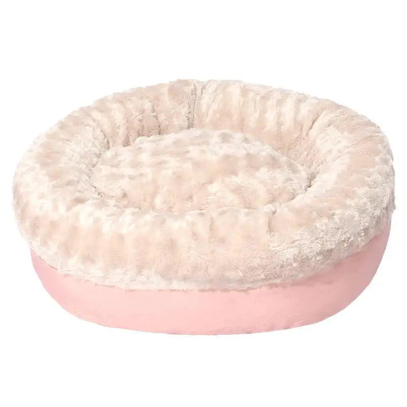 Fluffy Faux Rabbit Fur Warm Donut Dog & Cat Bed