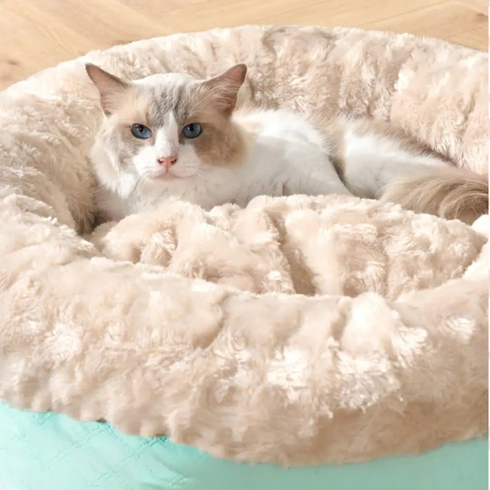 Fluffy Faux Rabbit Fur Warm Donut Dog & Cat Bed