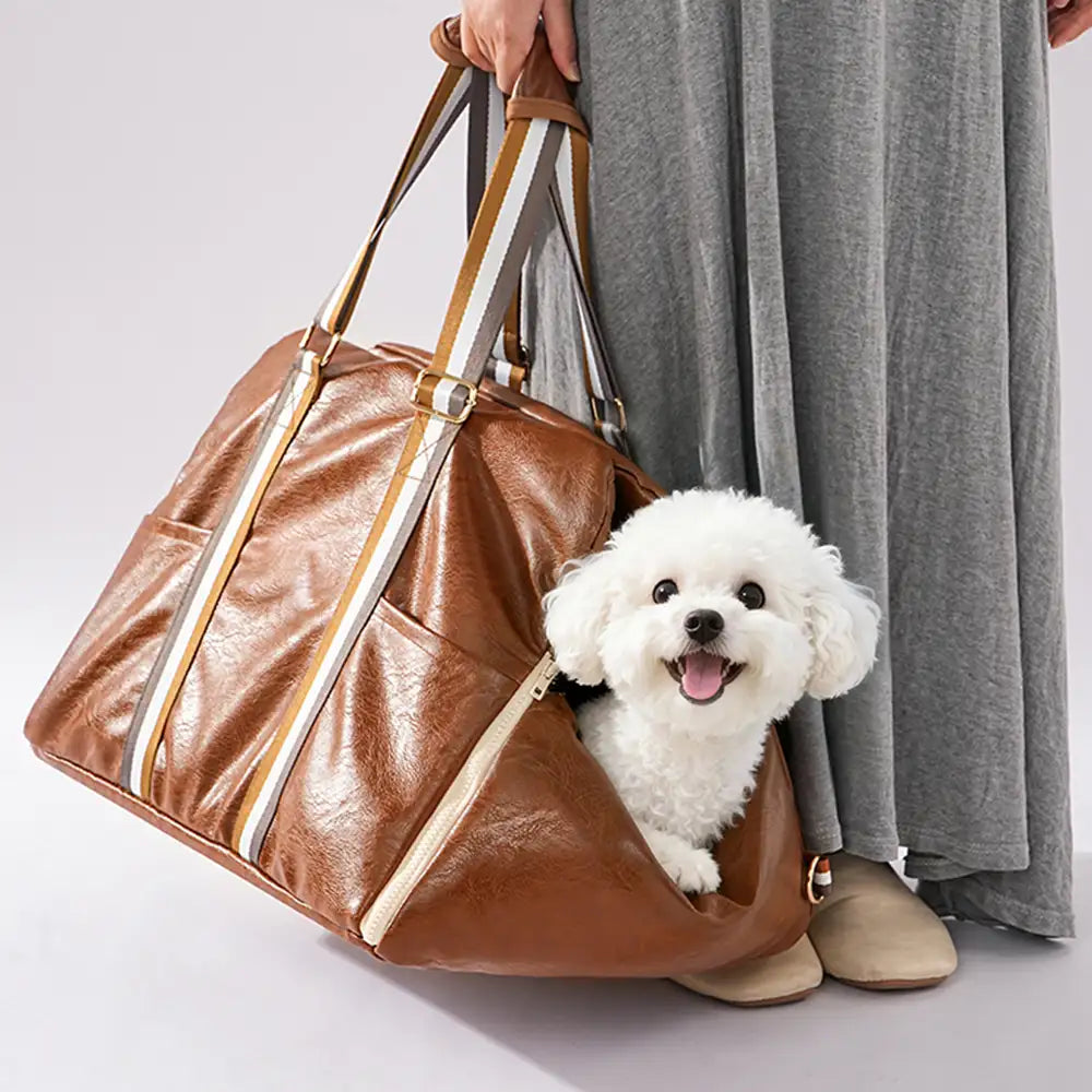 Deluxe Faux Leather Safety Center Console Pet Car Seat and Carrier 3 in 1