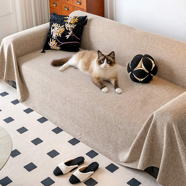 Tapa del sofá de lanzamiento resistente a los rasguños de lino tejido transpirable