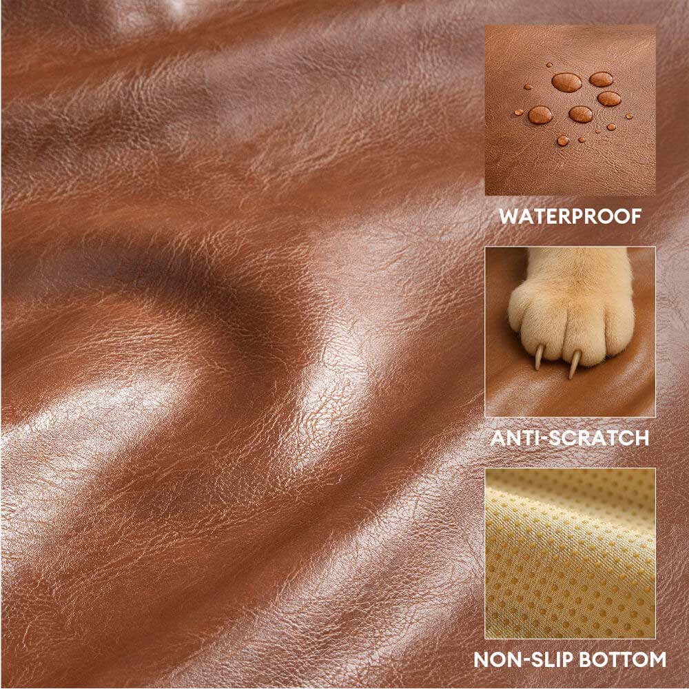 Luxury Faux Leather Waterproof Removable Dog Sofa Bed