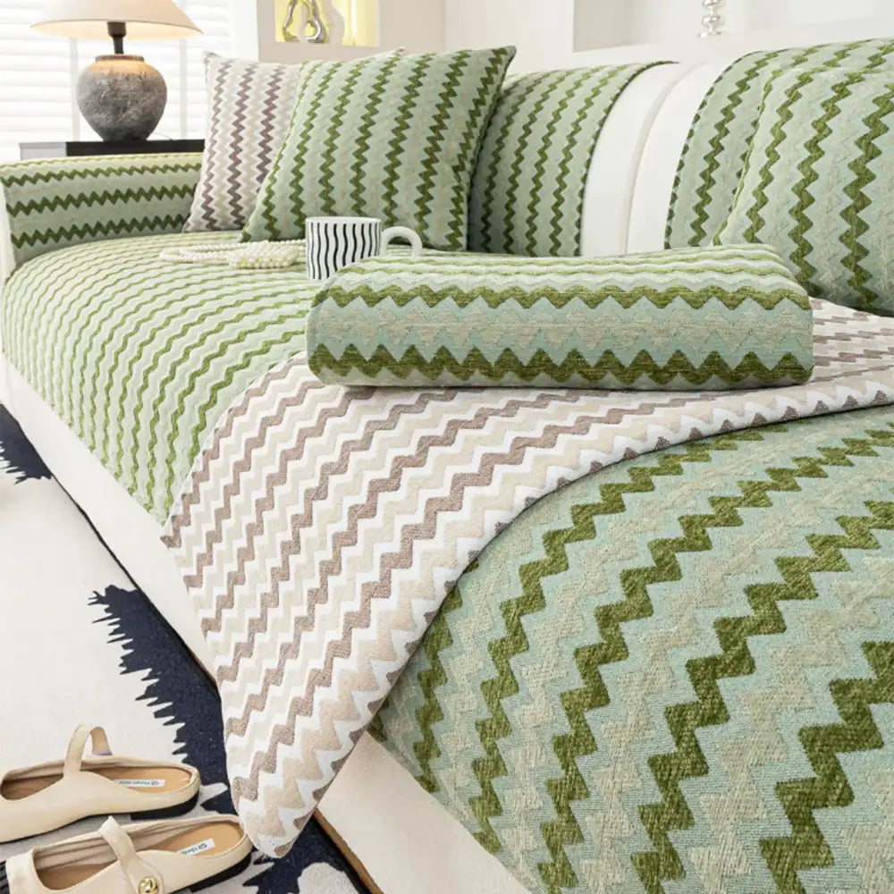 Chenille Art Corrugated Breathable Non-slip Couch Cover