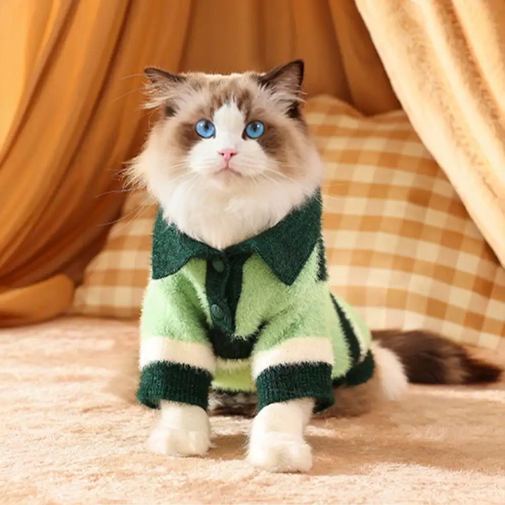 Color-Blocked Striped Faux Mink Fur Warm Dachshund Dog Sweater Suitable For Puppies