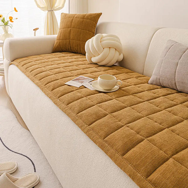 Herringbone chenille elegante decoración de sofá transpirable cubierta de sofá sin deslizamiento