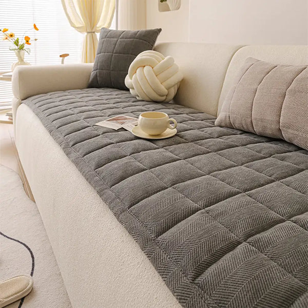 Herringbone chenille elegante decoración de sofá transpirable cubierta de sofá sin deslizamiento