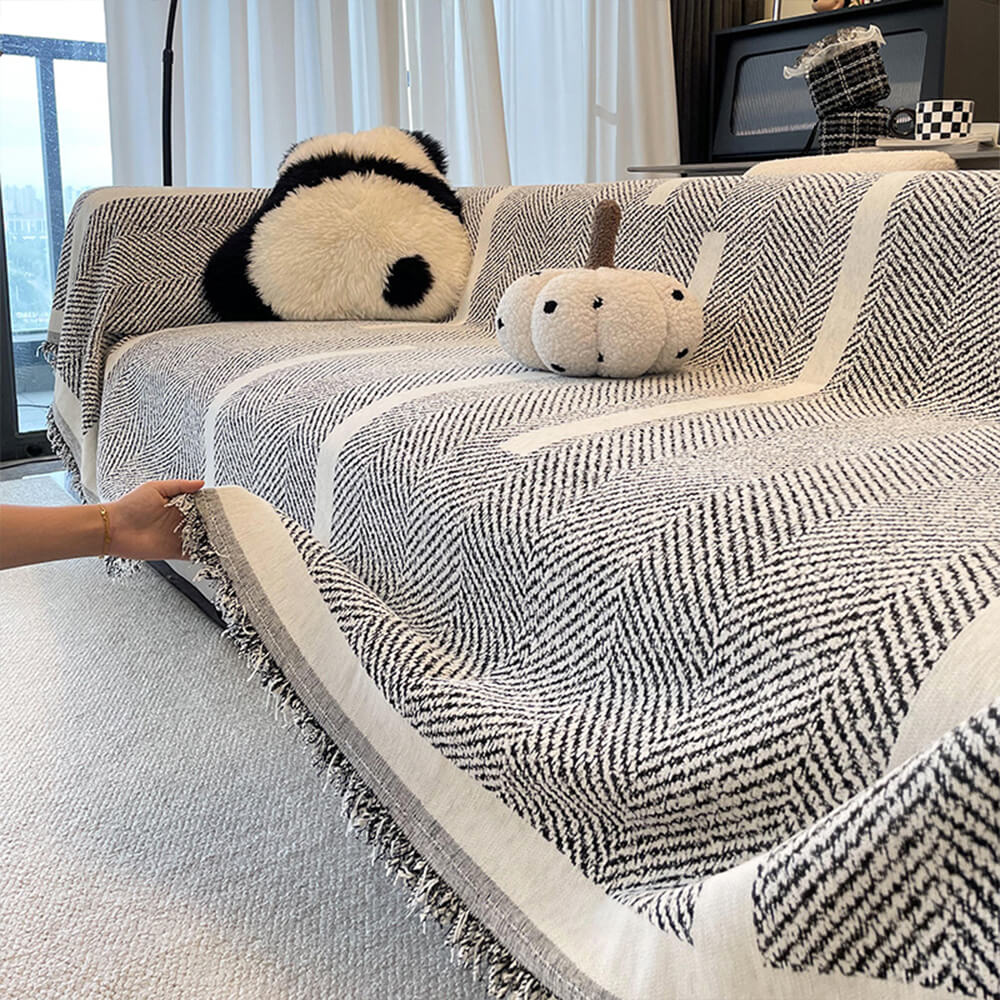 Patrón de espiga Patrón de chenilla Fleing Couch Tapa