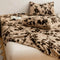 Drap-housse chaud en fausse fourrure de lapin, imprimé léopard, housse de matelas épaisse