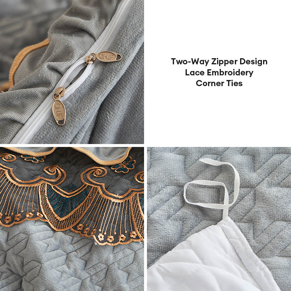 Luxurious Crystal Velvet Borded Borded Bylip Sede Waret Russ con falda de cama