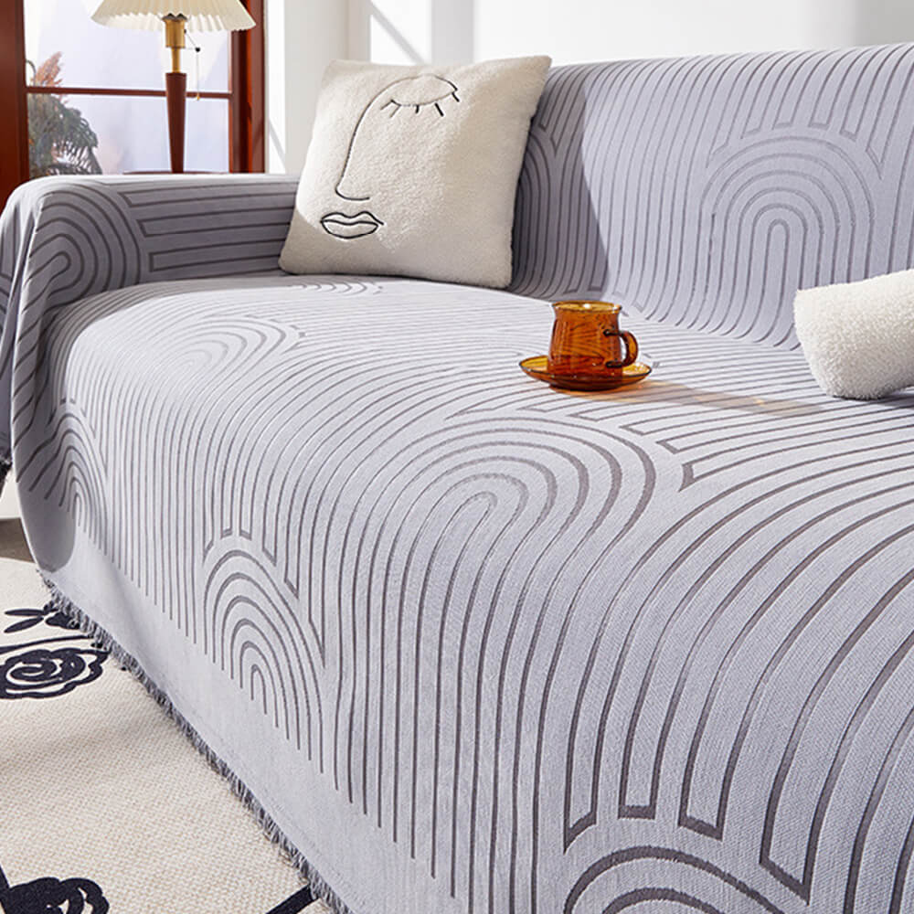 Minimalist Arch Motif Scratch-Resistant Chenille Throw Couch Cover