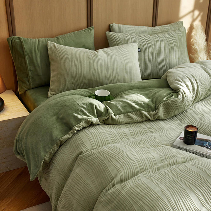 Minimalista Línea ondera ondulada Reta de cama de terciopelo tibio