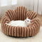 Petal-Shaped Striped Plush Pet Sofa Bed