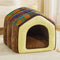 Plaid Retro Cozy Cave-Style Warm Deep Sleeping Dog & Cat Bed - Retro House