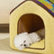 Plaid Retro Cozy Cave-Style Warm Deep Sleeping Dog & Cat Bed - Retro House