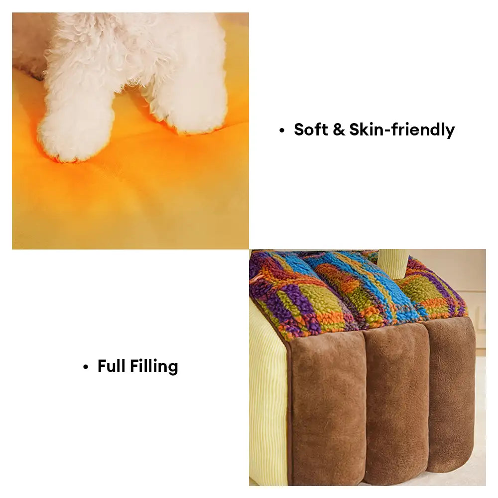 Plaid Retro Cozy Cave-Style Warm Deep Sleeping Dog & Cat Bed - Retro House