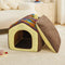 Plaid Retro Cozy Cave-Style Warm Deep Sleeping Dog & Cat Bed - Retro House