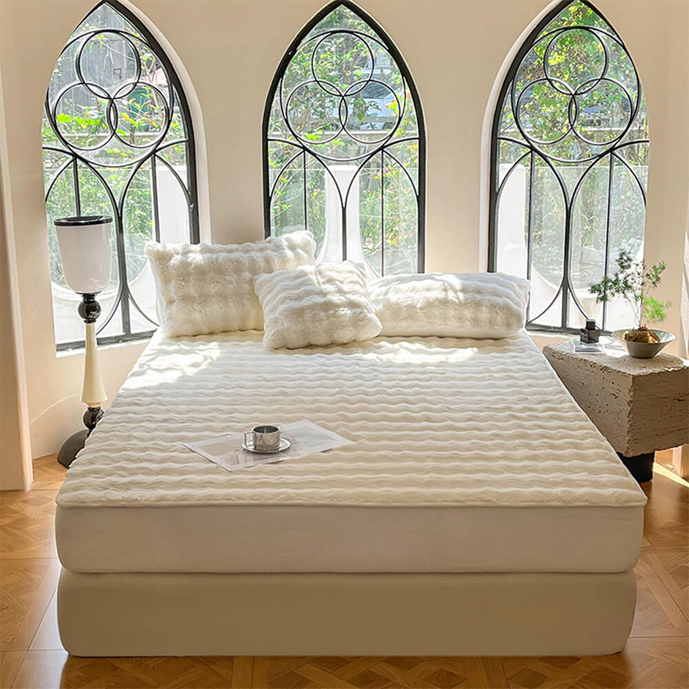 Cubierta de colchón de láminas calientes de lujosa burbuja de burbujas