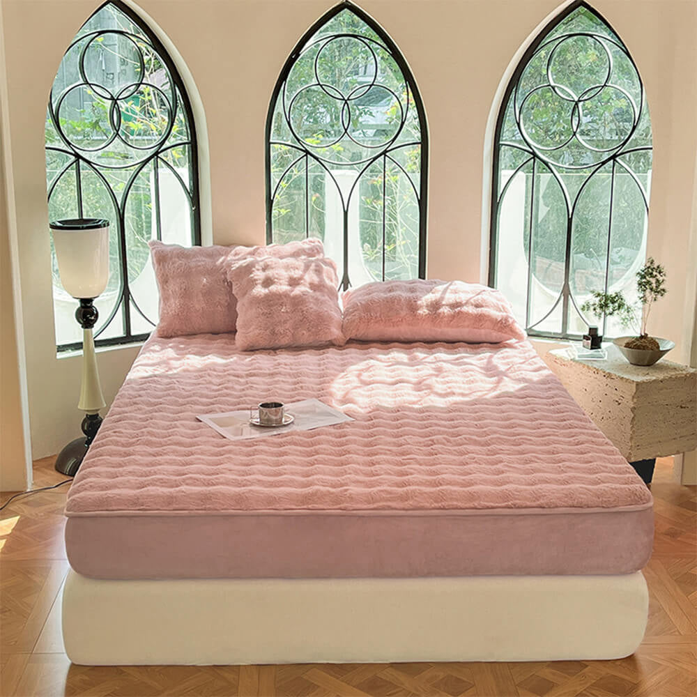 Cubierta de colchón de láminas calientes de lujosa burbuja de burbujas