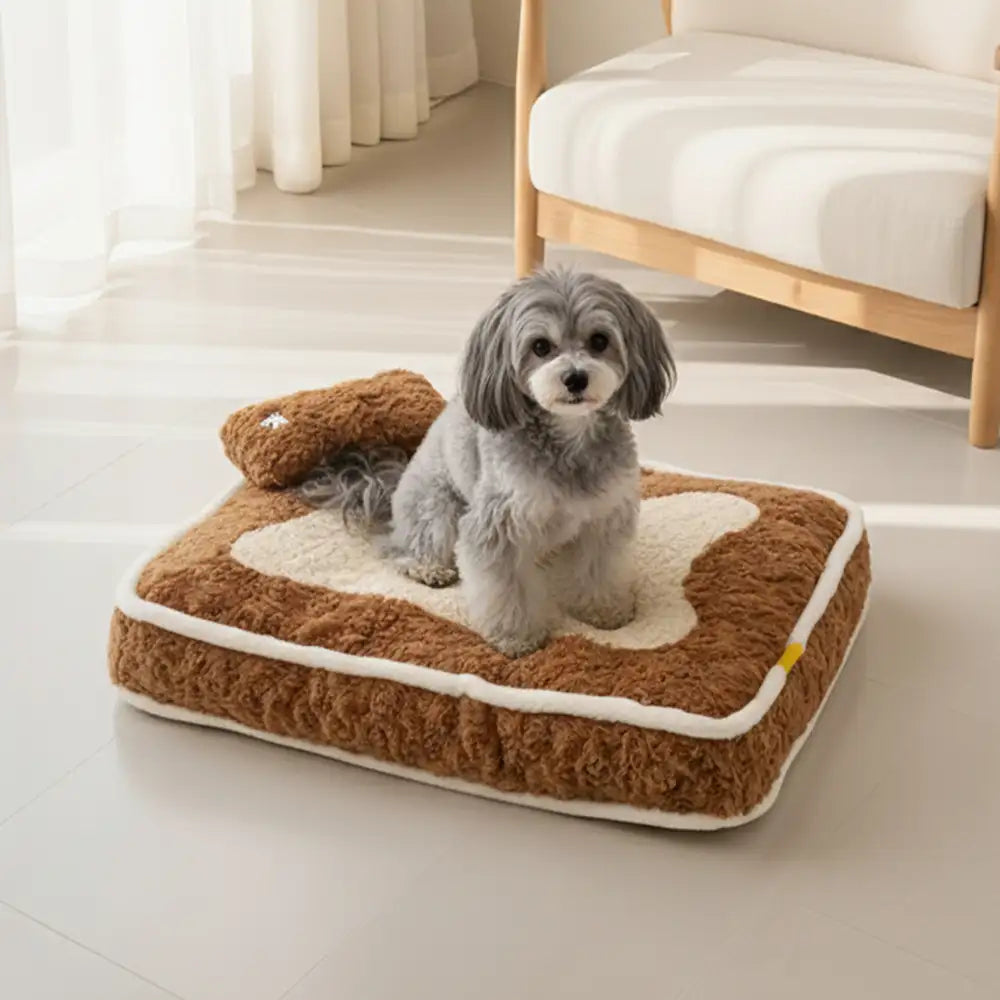 Plush Color-Blocked Creative Bolster Pet Bed