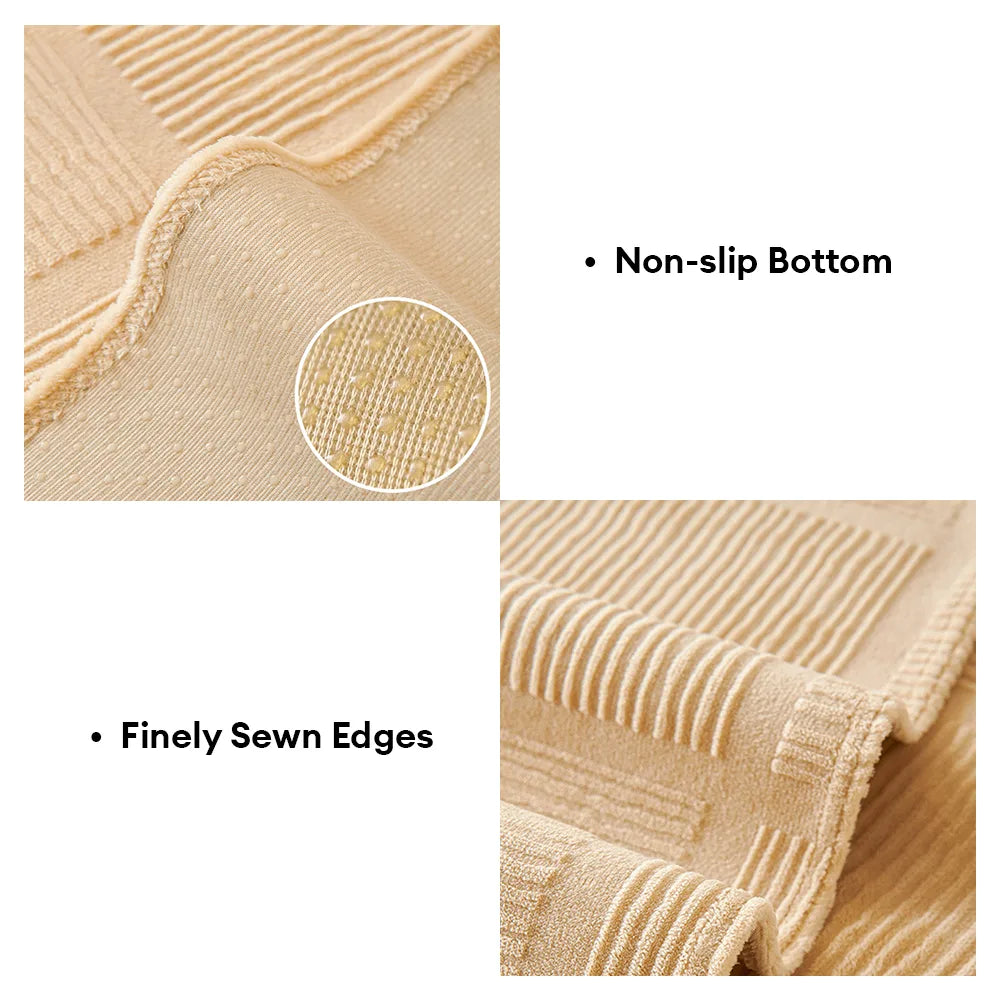 Plush Cream Geometric All Seasons Non-Slip Couch Cover