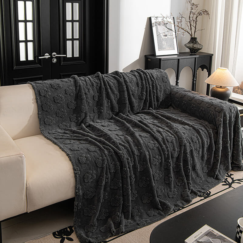 Plush Paw-Patterned Soft Sofa Protector Throw Couch Cover