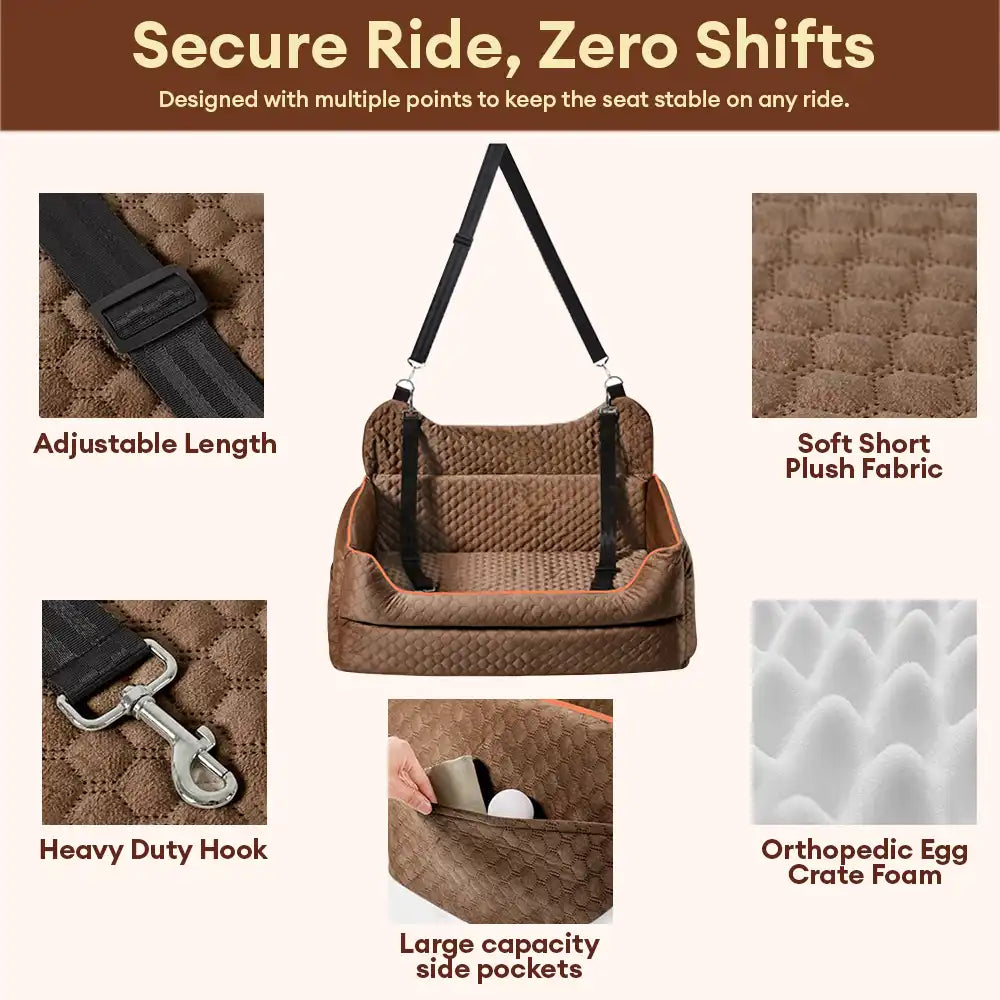 Seguridad de viaje lavable portátil Cama de asiento de refuerzo para perros grandes para asiento trasero