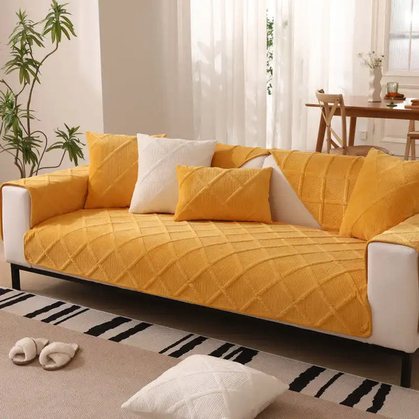 Velvety Soft Short Plush Modern Interiors Couch Cover