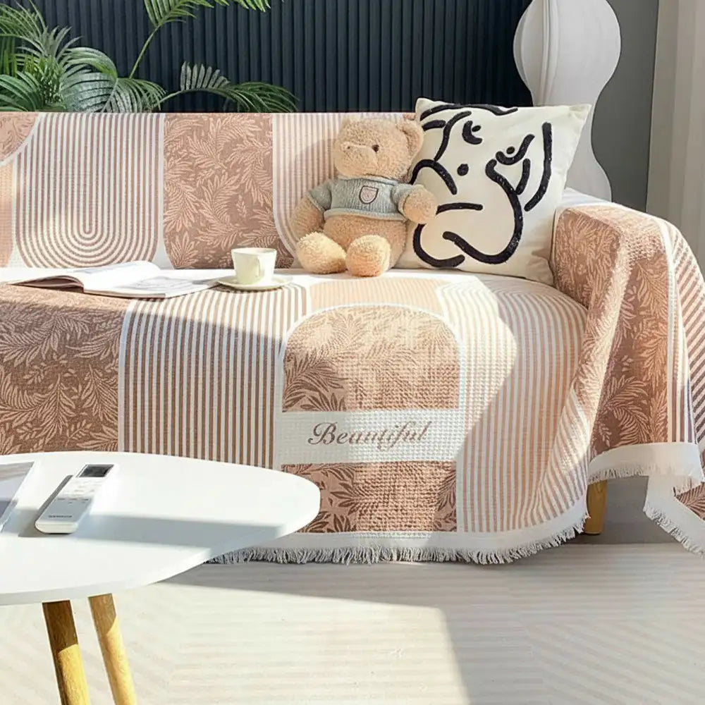 Waffle Texture Fabric Breathable Skin-Friendly Furniture Decorative Couch Cover