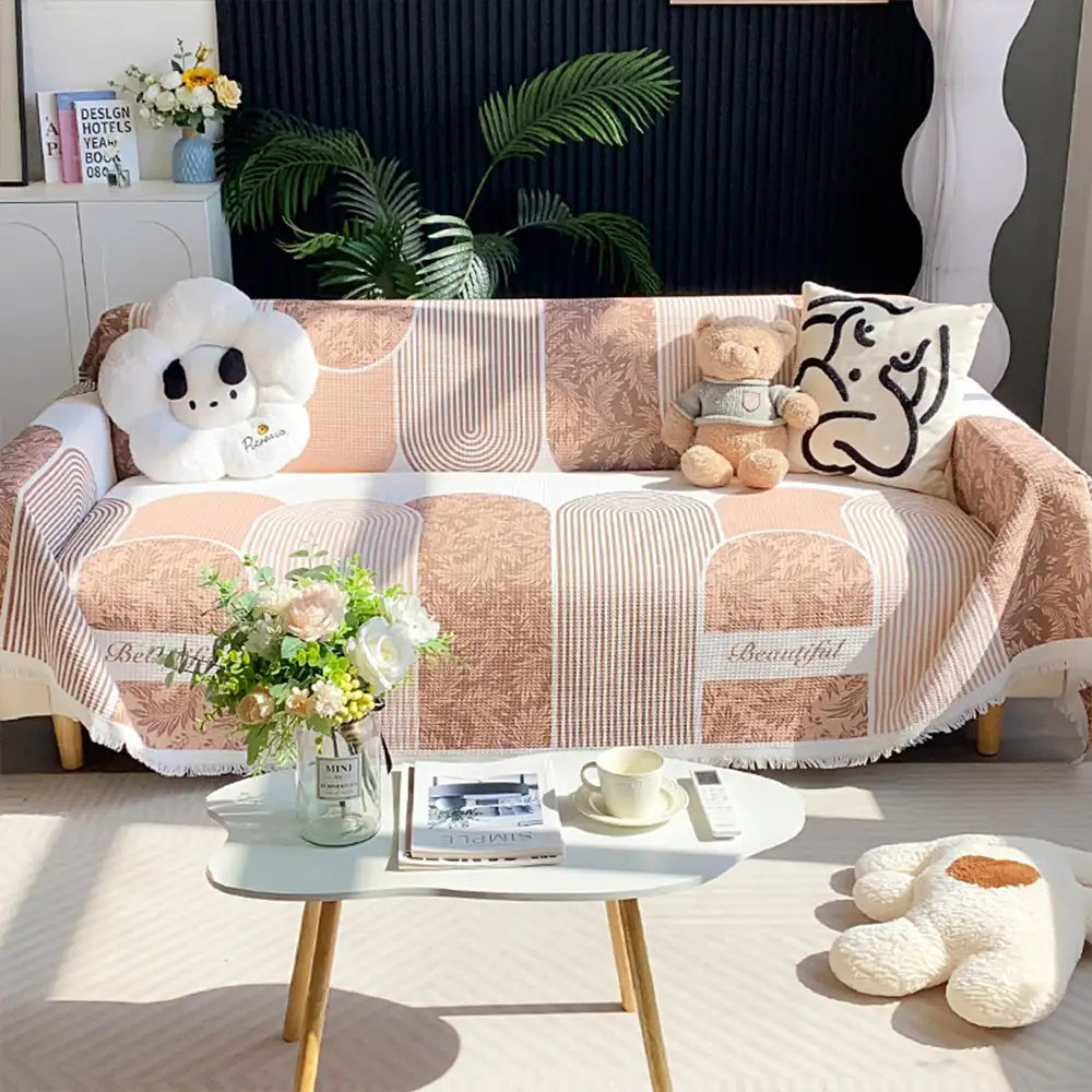 Waffle Texture Fabric Breathable Skin-Friendly Furniture Decorative Couch Cover