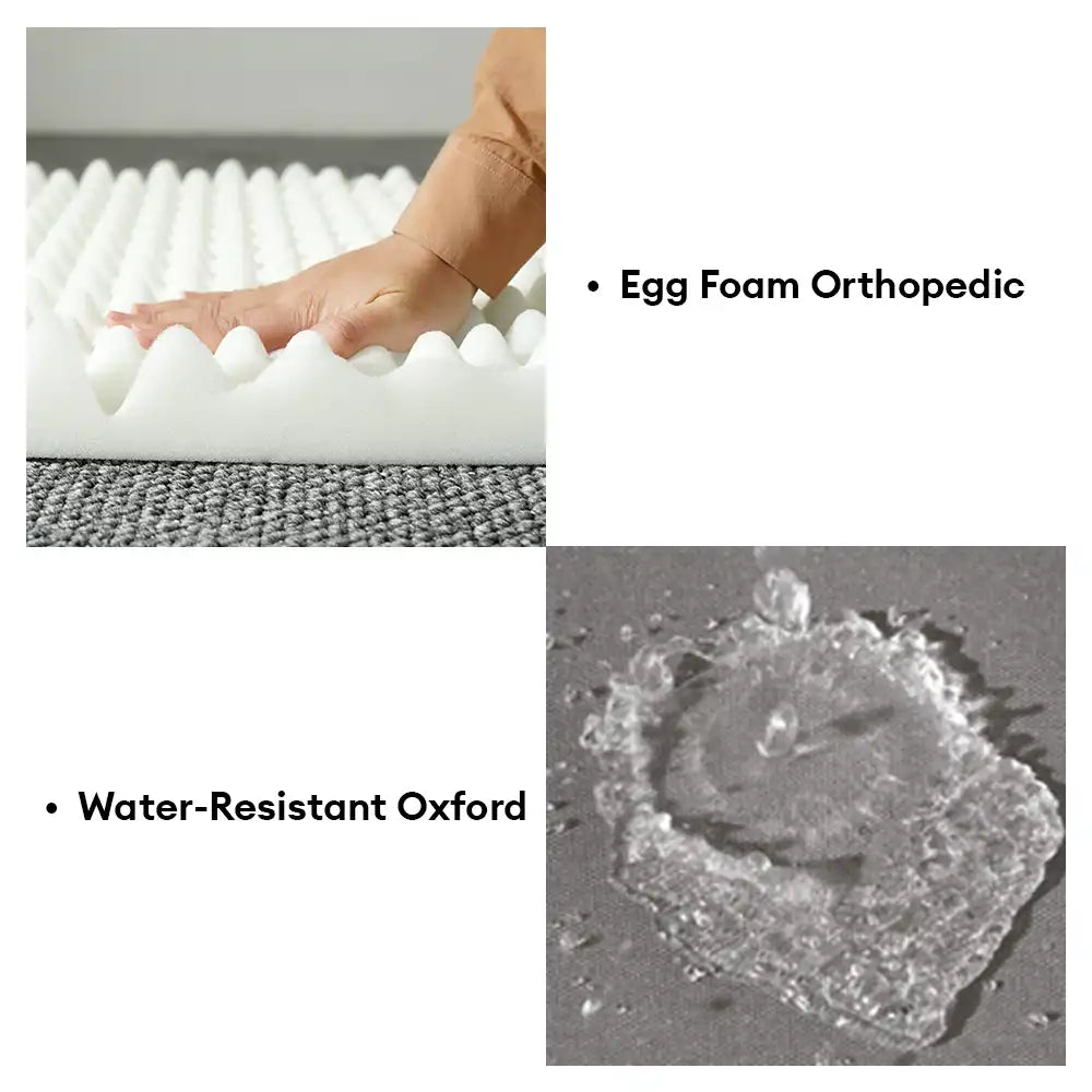 Waterproof Egg Foam Orthopedic Bed with L Bolster Sides Large Dog Bed