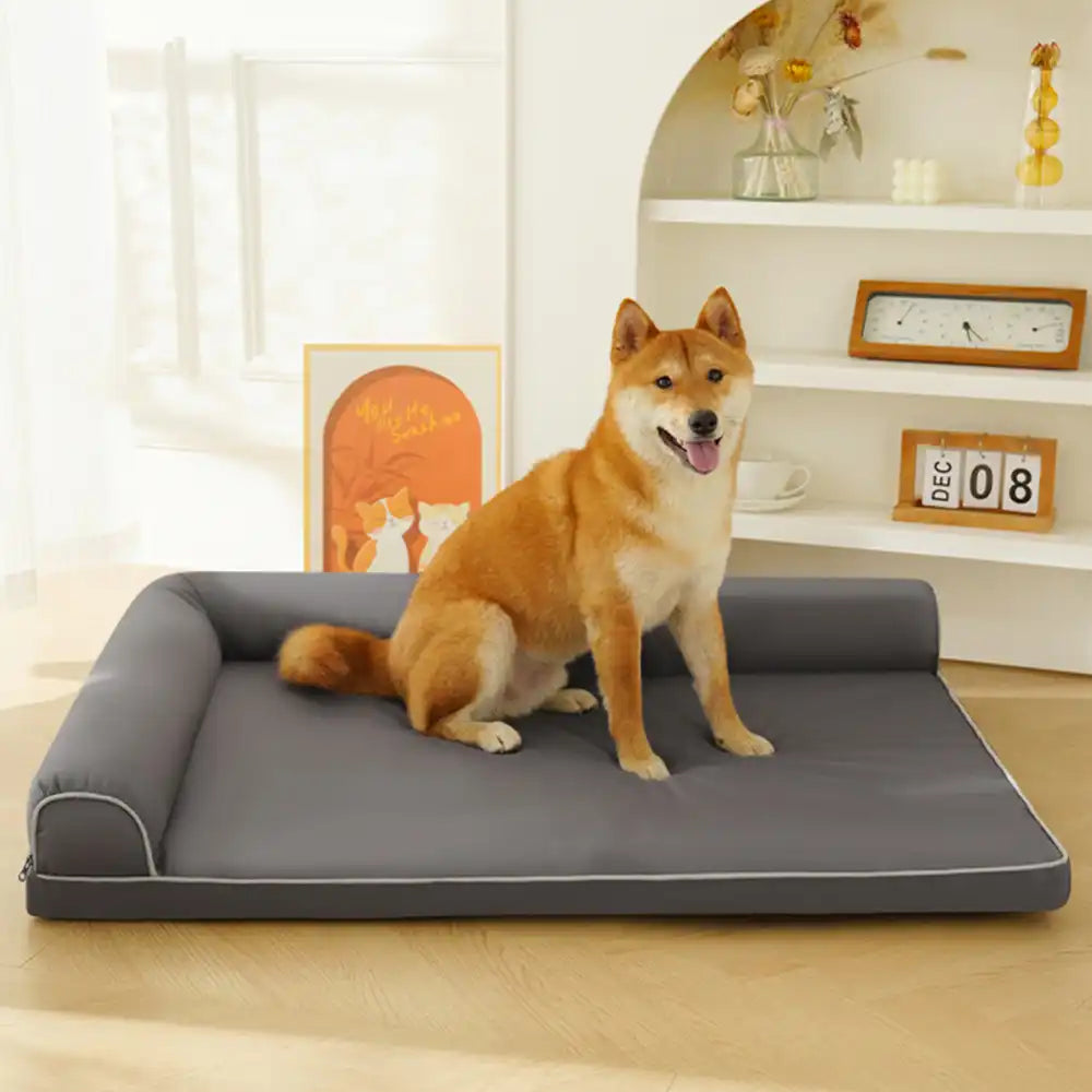 Waterproof Egg Foam Orthopedic Bed with L Bolster Sides Large Dog Bed