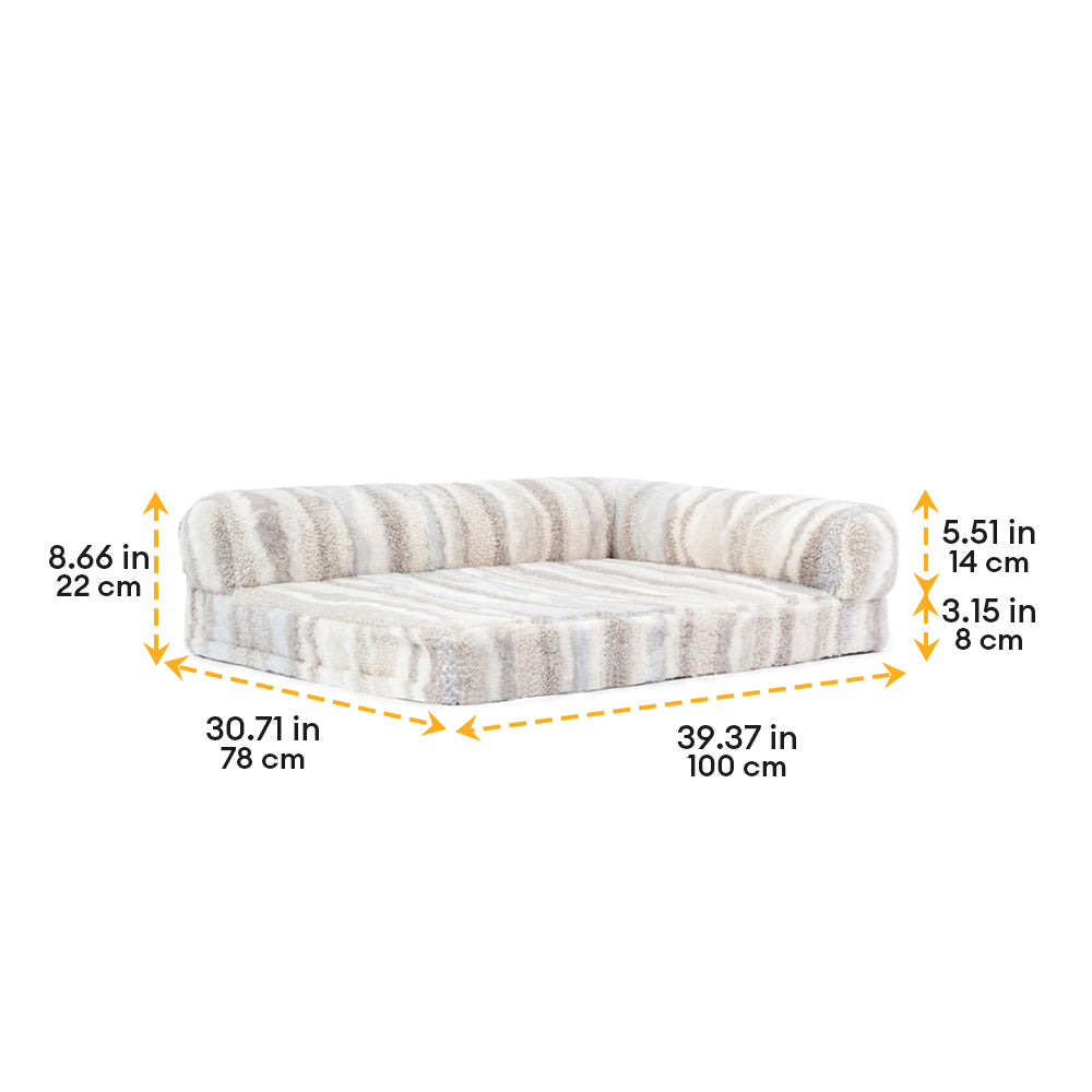 Grand lit orthopédique amovible et lavable pour chien et chat, motif zèbre