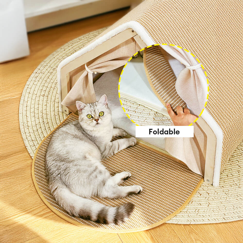 All-in-One Cat Tent with Scratching Roof and Cozy Sleeping Area