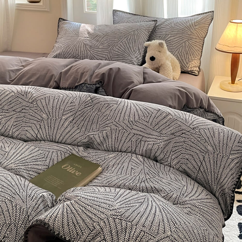 Classic Leaf Style Pure Cotton Sanded Bedding