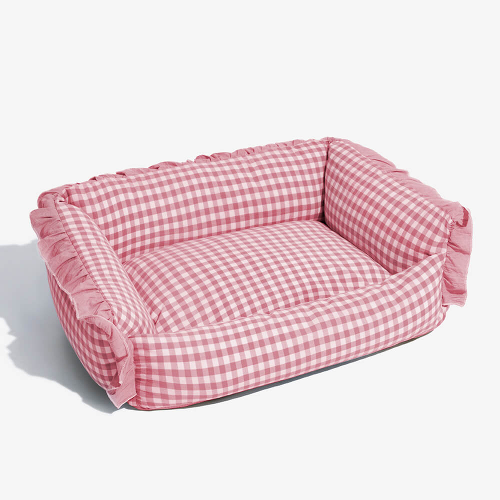 Fashion Ruffle Plaid Detachable Warm Dog & Cat Bed - FUNNYFUZZY