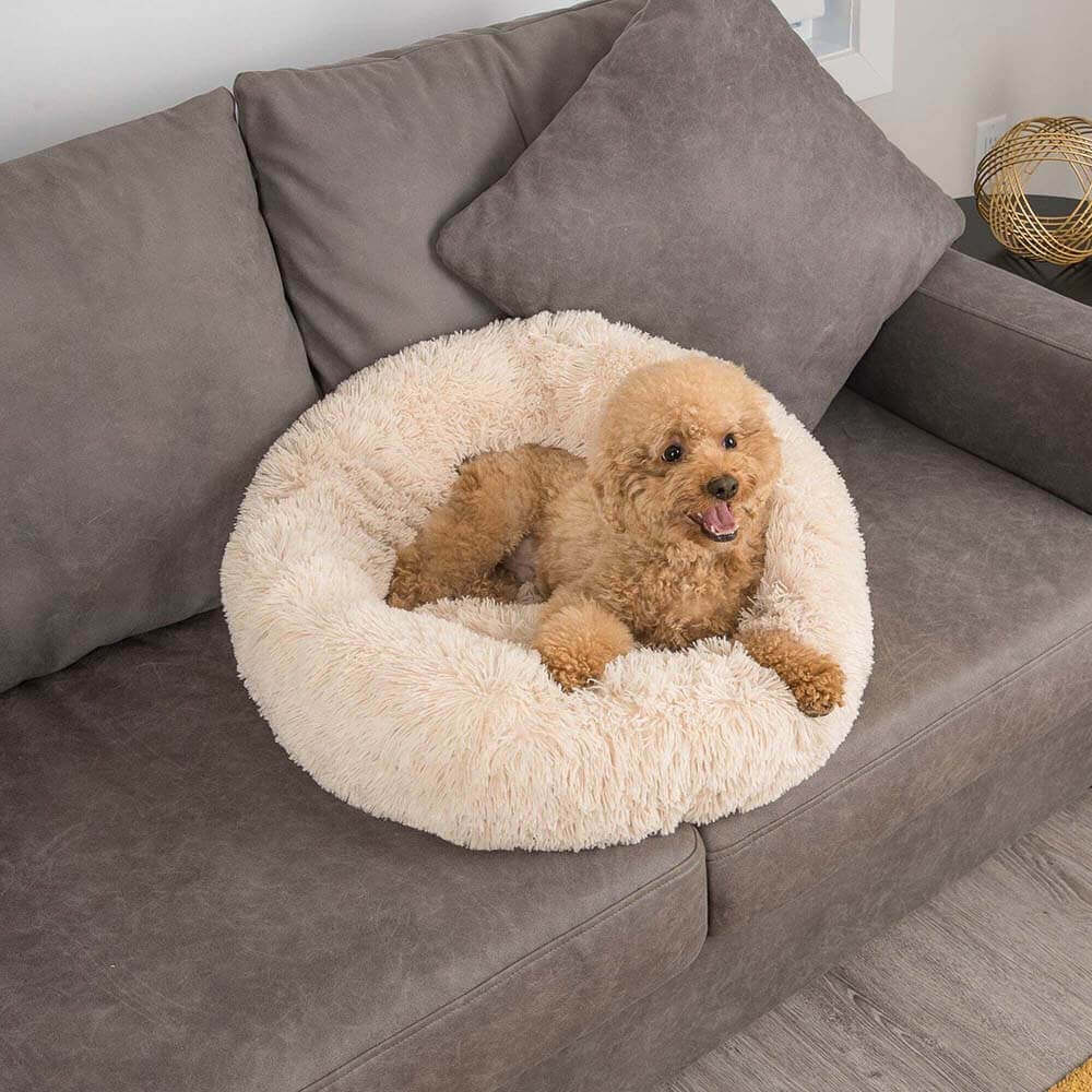 Fuzzy Round Fluffy Dog Bed - FUNNYFUZZY