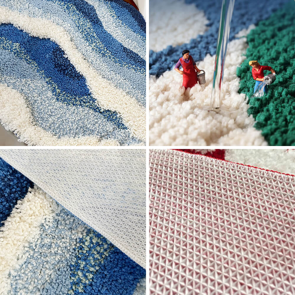 Tapis texturé de luxe à motif de vagues 3D touffeté à la main