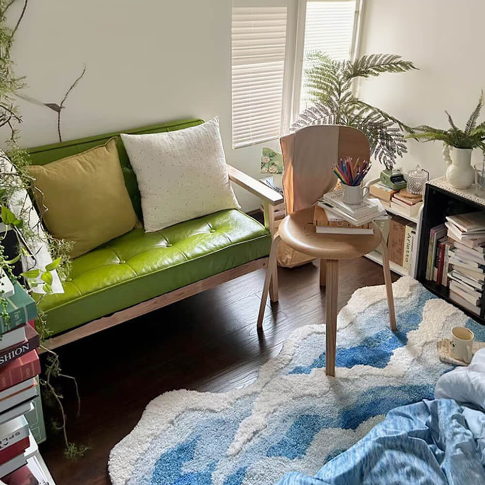 Tapis texturé de luxe à motif de vagues 3D touffeté à la main