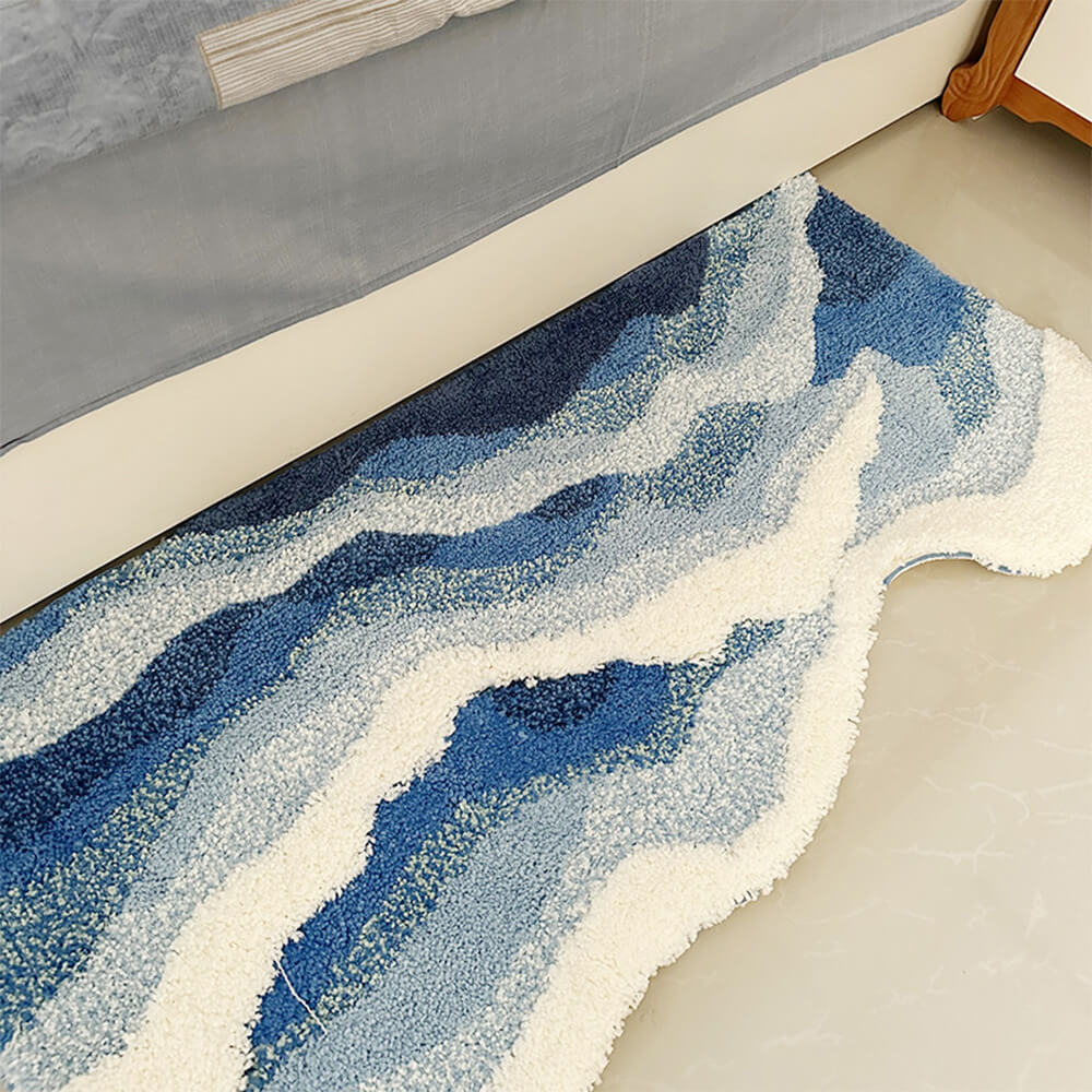 Tapis texturé de luxe à motif de vagues 3D touffeté à la main