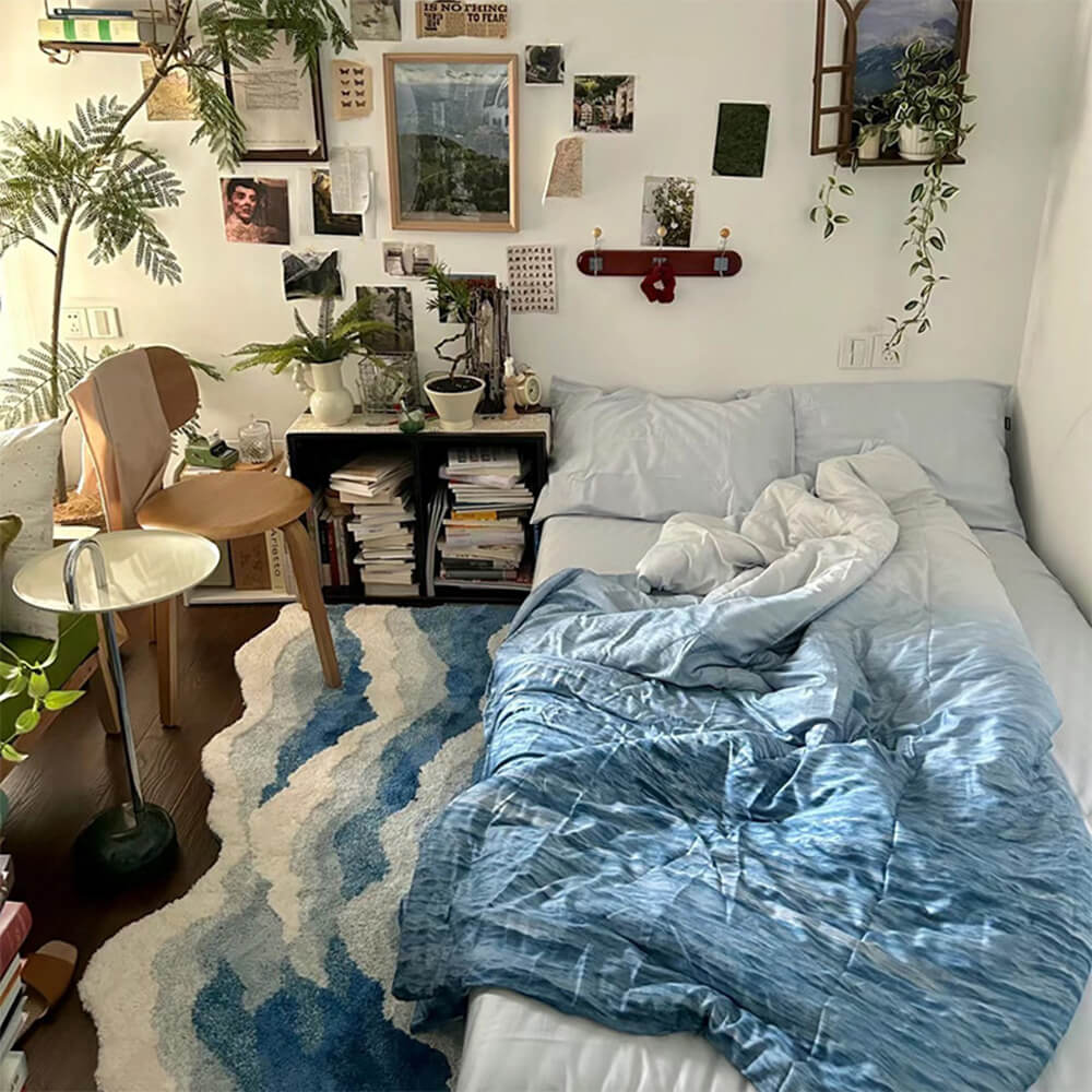 Tapis texturé de luxe à motif de vagues 3D touffeté à la main