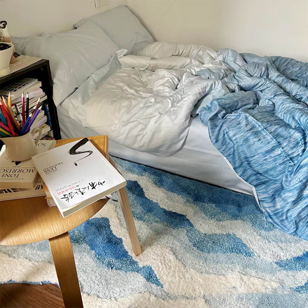 Tapis texturé de luxe à motif de vagues 3D touffeté à la main