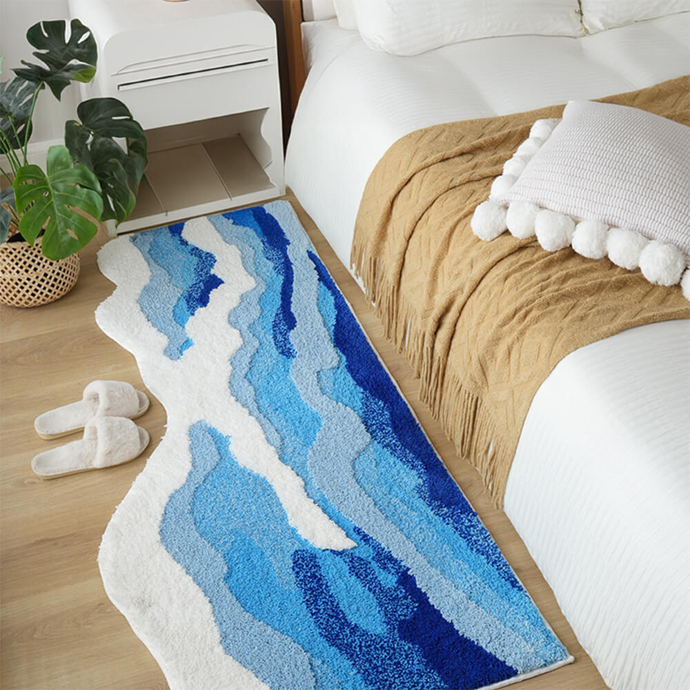 Tapis texturé de luxe à motif de vagues 3D touffeté à la main