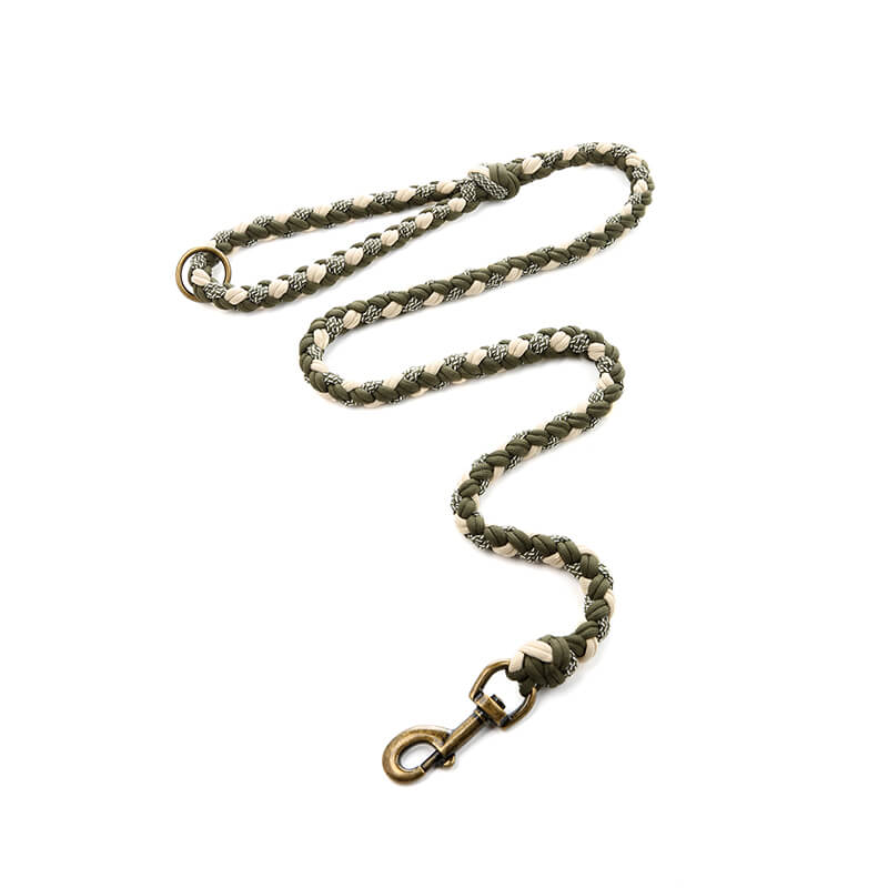 Collar de perros anti-Pull de cuero tejido a mano y set de correa