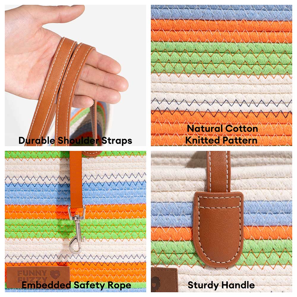 Bolsa de playa de algodón ligero de algodón liviano hecho a mano- Vacaciones de verano