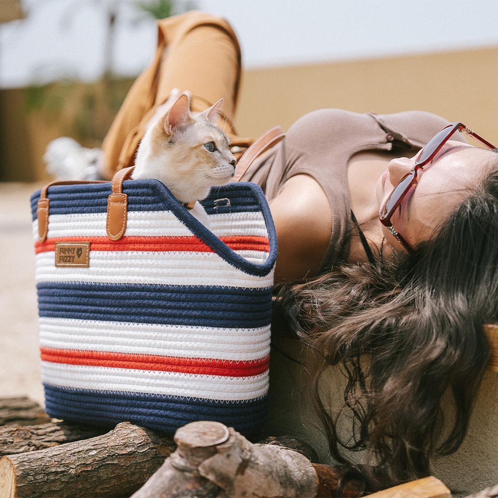 Bolsa de playa de algodón ligero de algodón liviano hecho a mano- Vacaciones de verano