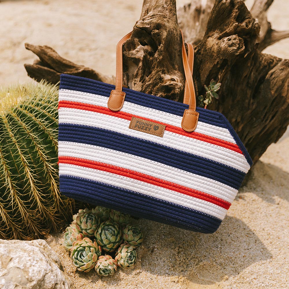 Bolsa de playa de algodón ligero de algodón liviano hecho a mano- Vacaciones de verano