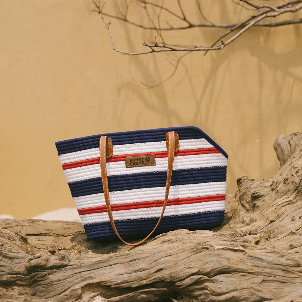 Bolsa de playa de algodón ligero de algodón liviano hecho a mano- Vacaciones de verano