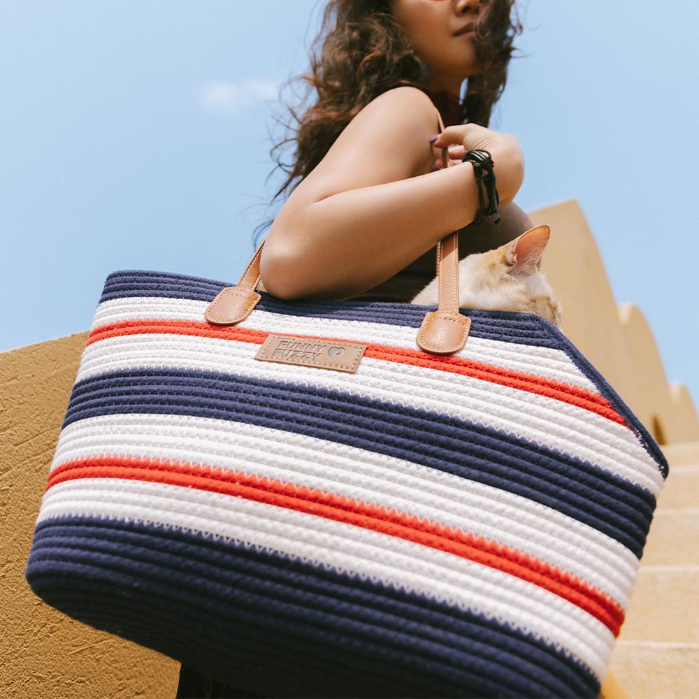 Bolsa de playa de algodón ligero de algodón liviano hecho a mano- Vacaciones de verano