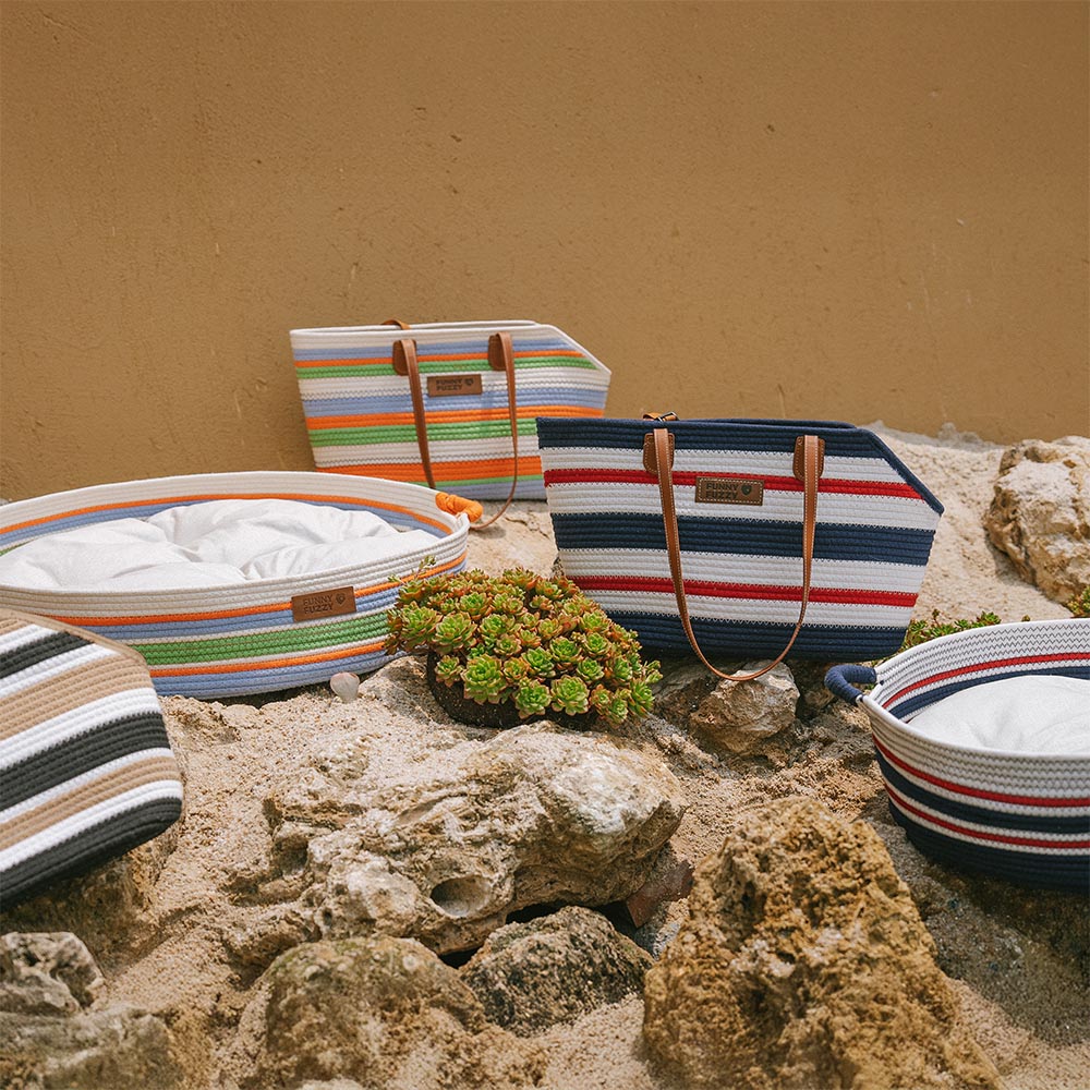 Bolsa de playa de algodón ligero de algodón liviano hecho a mano- Vacaciones de verano