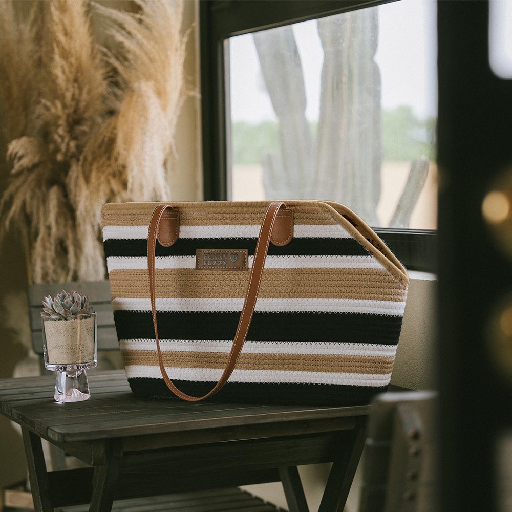 Bolsa de playa de algodón ligero de algodón liviano hecho a mano- Vacaciones de verano
