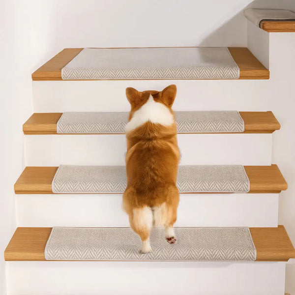 Soft Plush Indoor Stair Protectors Pet Friendly Tape Free Carpet Stair Treads